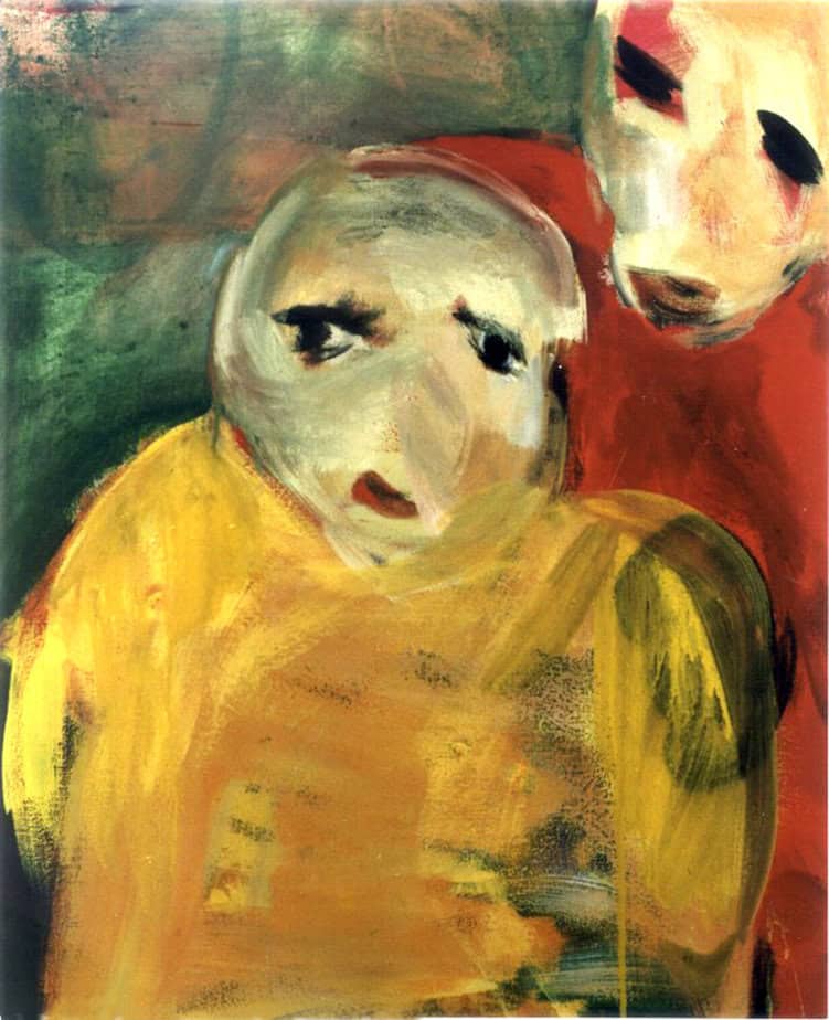 Acrylic paint K171-96-Parzival-Zyklus-Herzeloyde-unterrichtet-Parzival