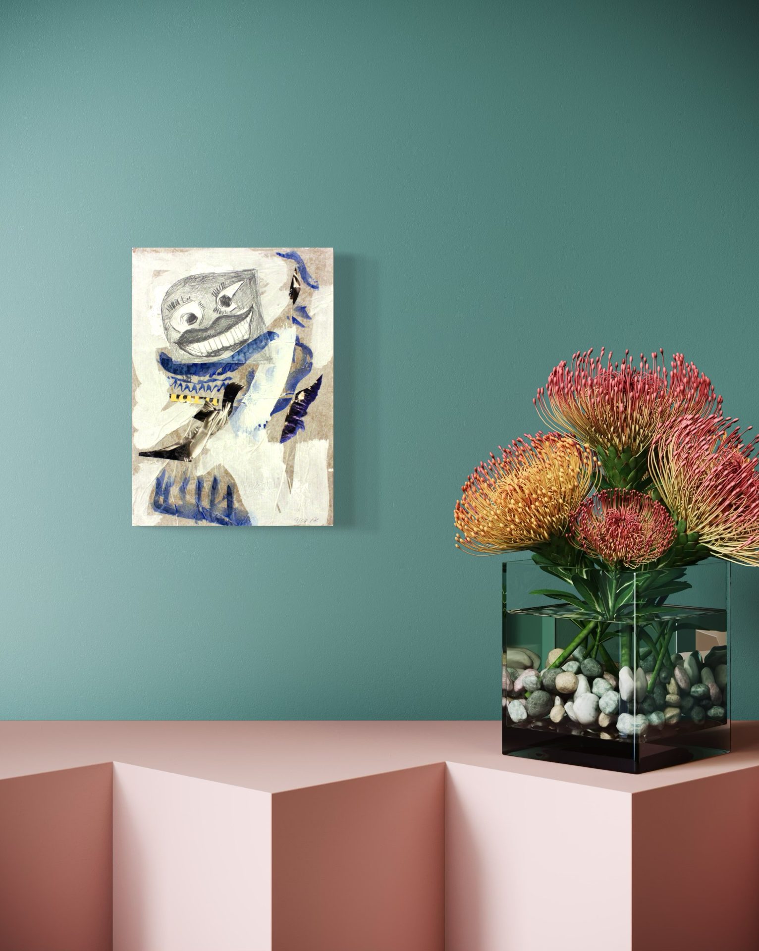 Decollage I063-07-Die Königin der Blauen-Wand Decollage I063-07-Die Königin der Blauen-Wand