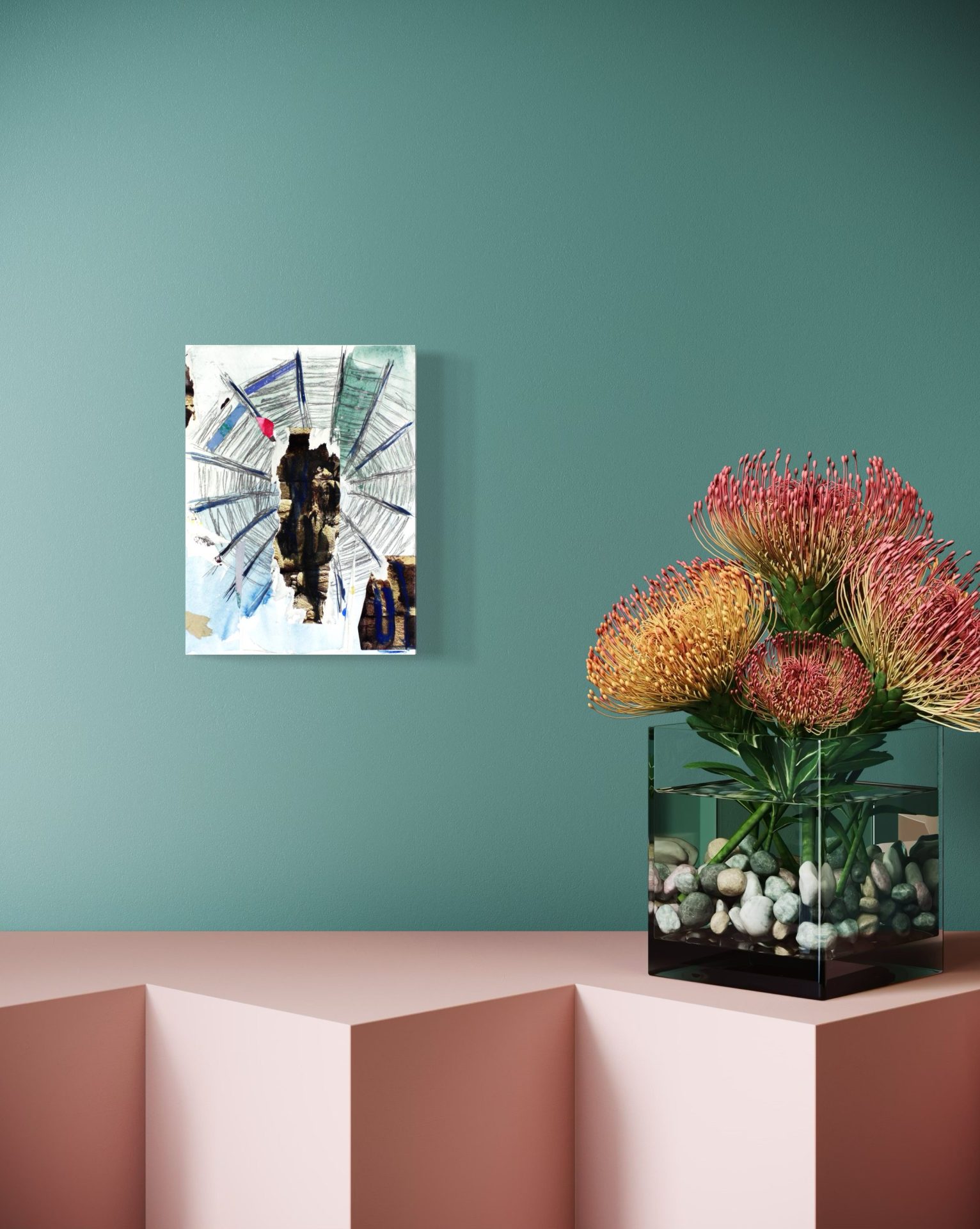 Decollage I064-07-Gefangen-im-Spinnennetz-Wand Decollage I064-07-Gefangen-im-Spinnennetz-Wand