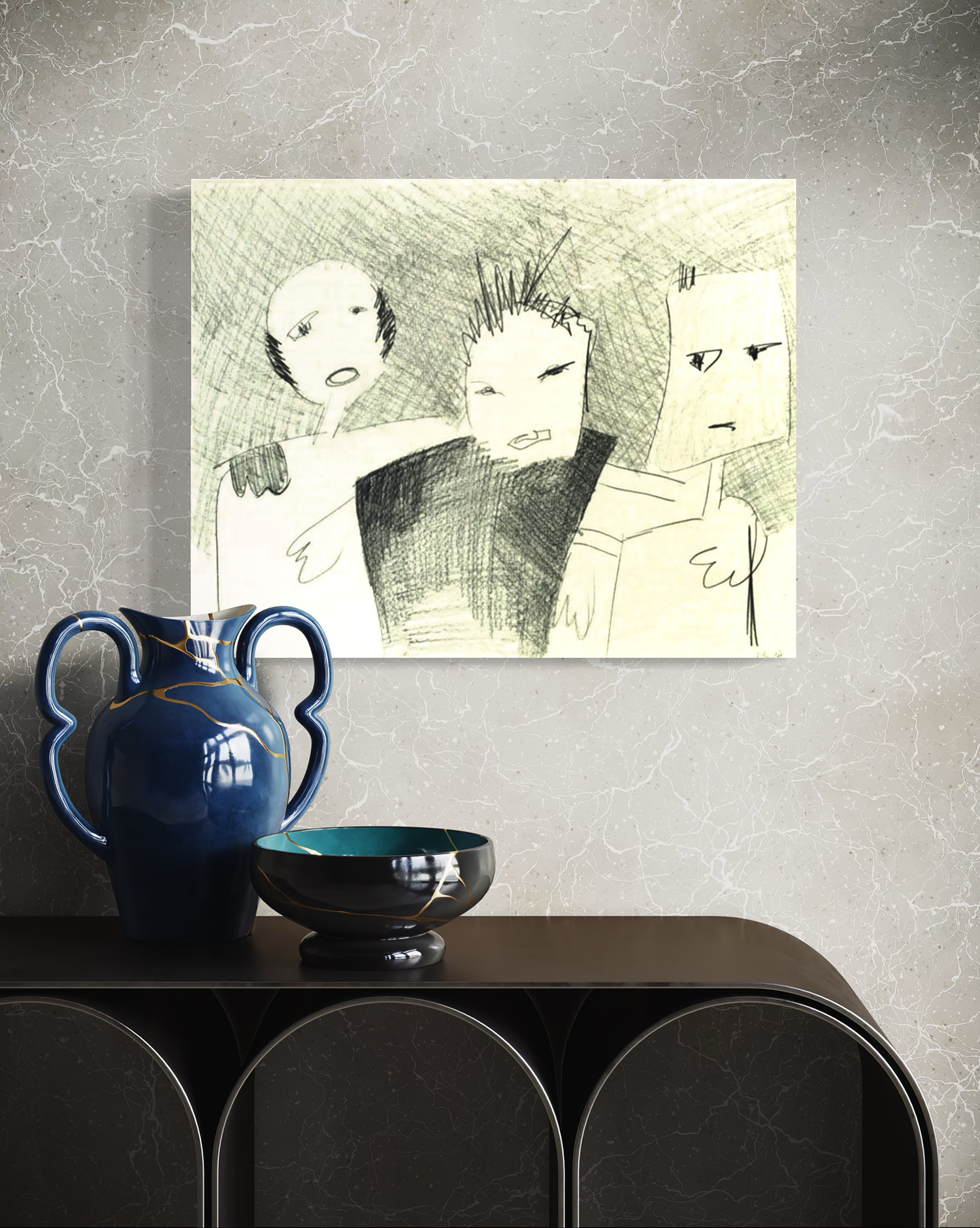 Zeichnung F094-96-Drei-Freunde-Konaole-72dpi-1500 Zeichnung F094-96-Drei-Freunde-Konaole-72dpi-1500