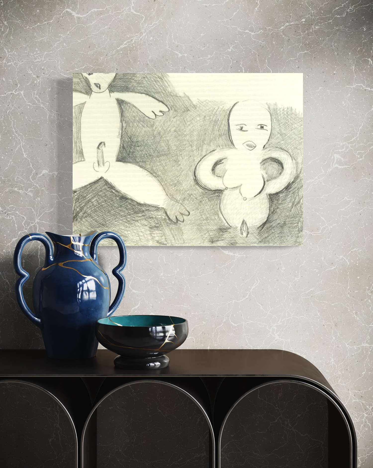 Zeichnung F095-96-Mann-Frau-Konsole-72pi-1500 Zeichnung F095-96-Mann-Frau-Konsole-72pi-1500